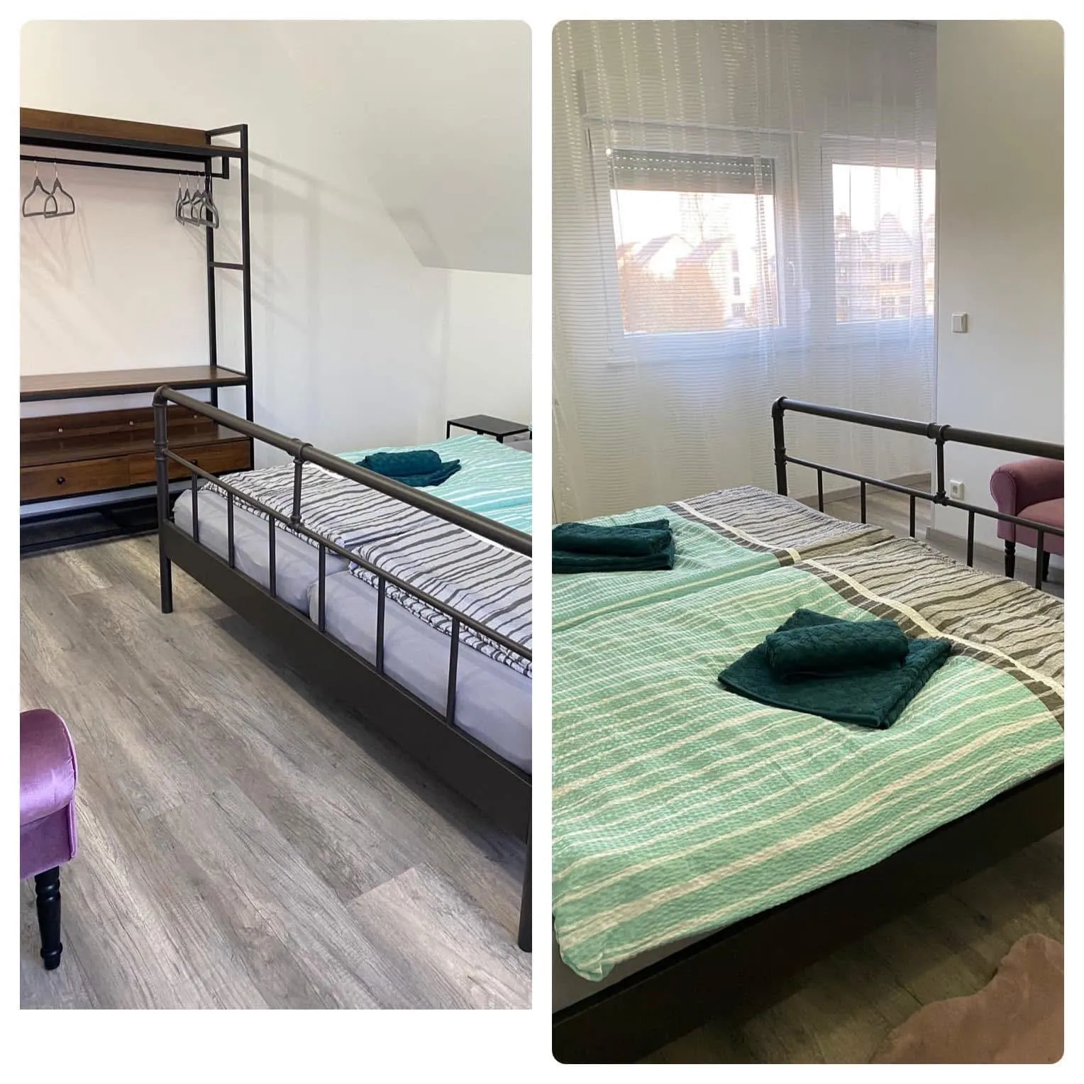 Schlafzimmer im Obergeschoss mit Doppelbett